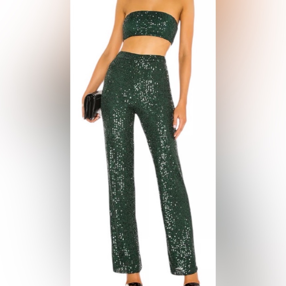1041. Camila Coelho Sparkling Green Wide Leg 2 pc